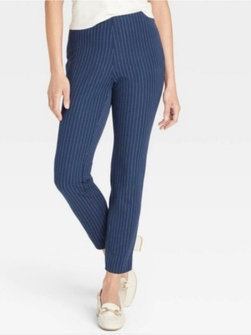 A New Day Women's High-Rise Skinny Ankle Pants Navy Striped Size 16